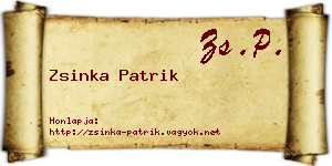 Zsinka Patrik névjegykártya